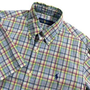 Polo Ralph Lauren  Button Down Shirt Easter Patchwork Mens Small Short Sleeve